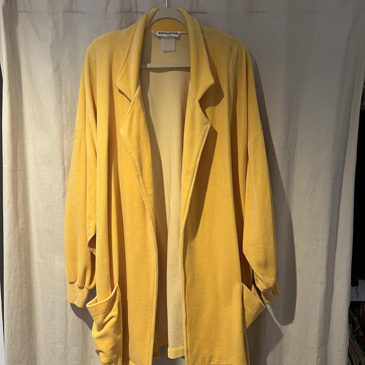 Vintage Sonia Rykiel yellow velour wrap jacket... - Depop