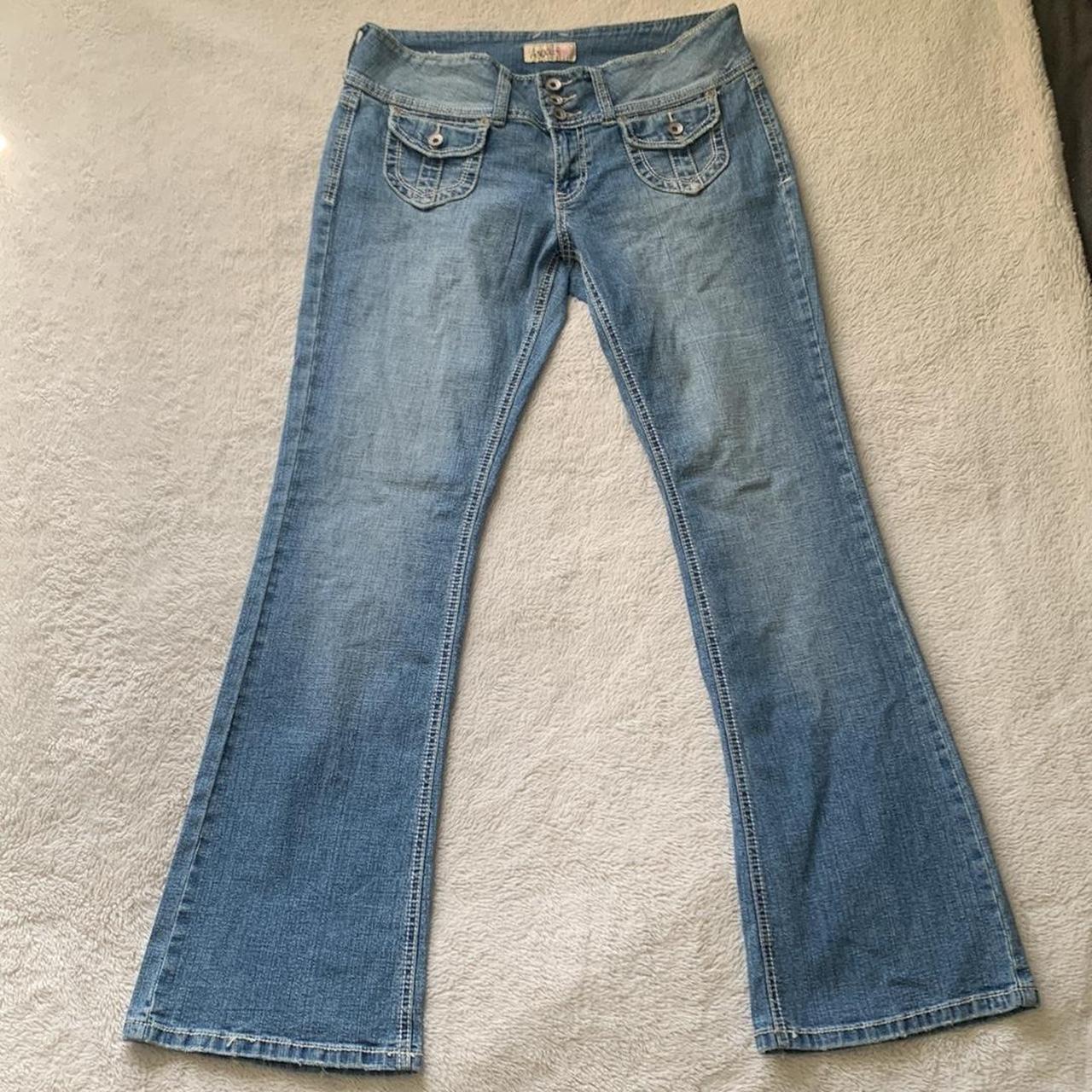 Angels Y2k Low Rise Jeans Light wash with double... - Depop