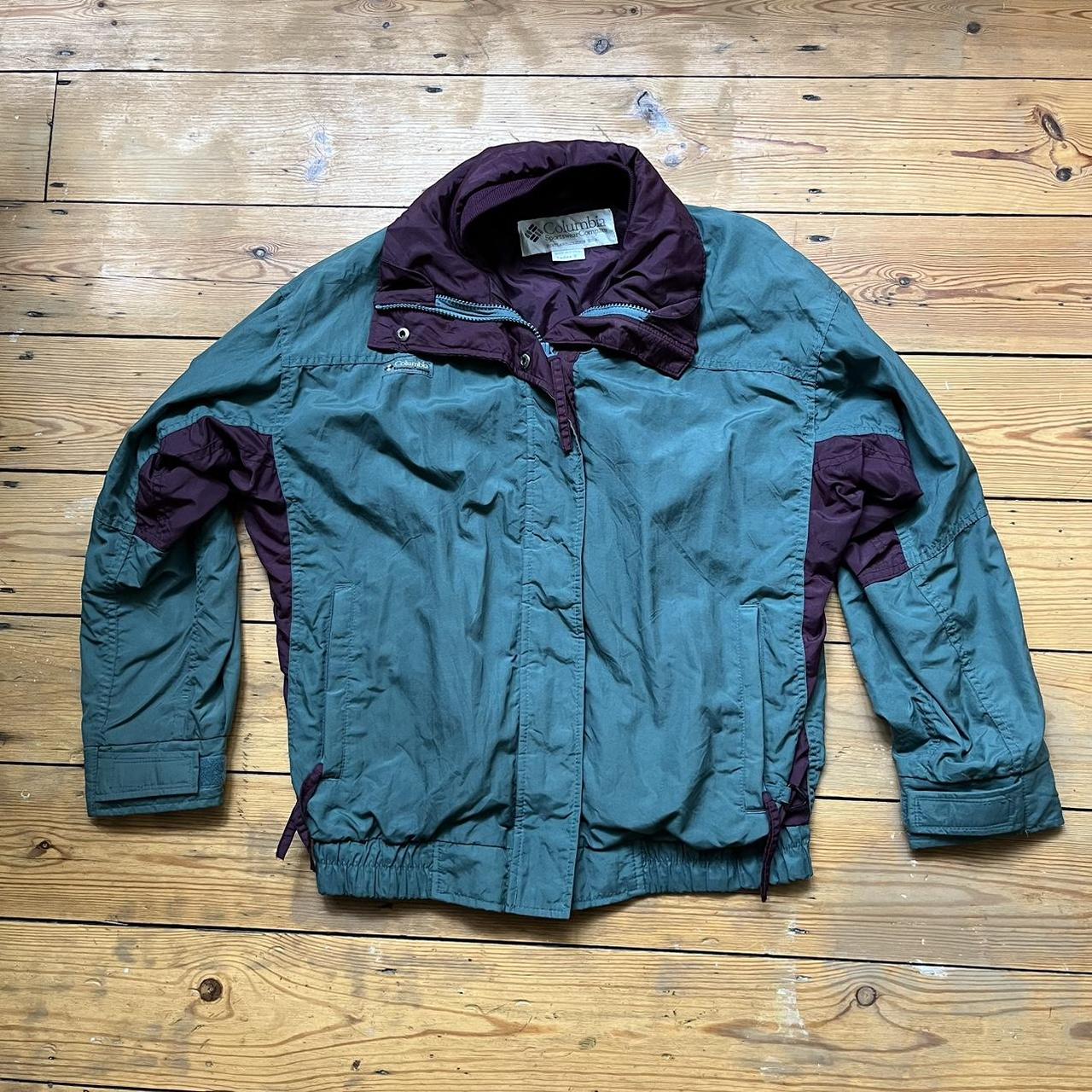 Columbia jacket Green/blue colour with purple... - Depop