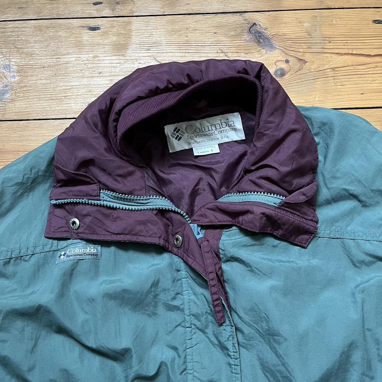 Columbia jacket Green/blue colour with purple... - Depop