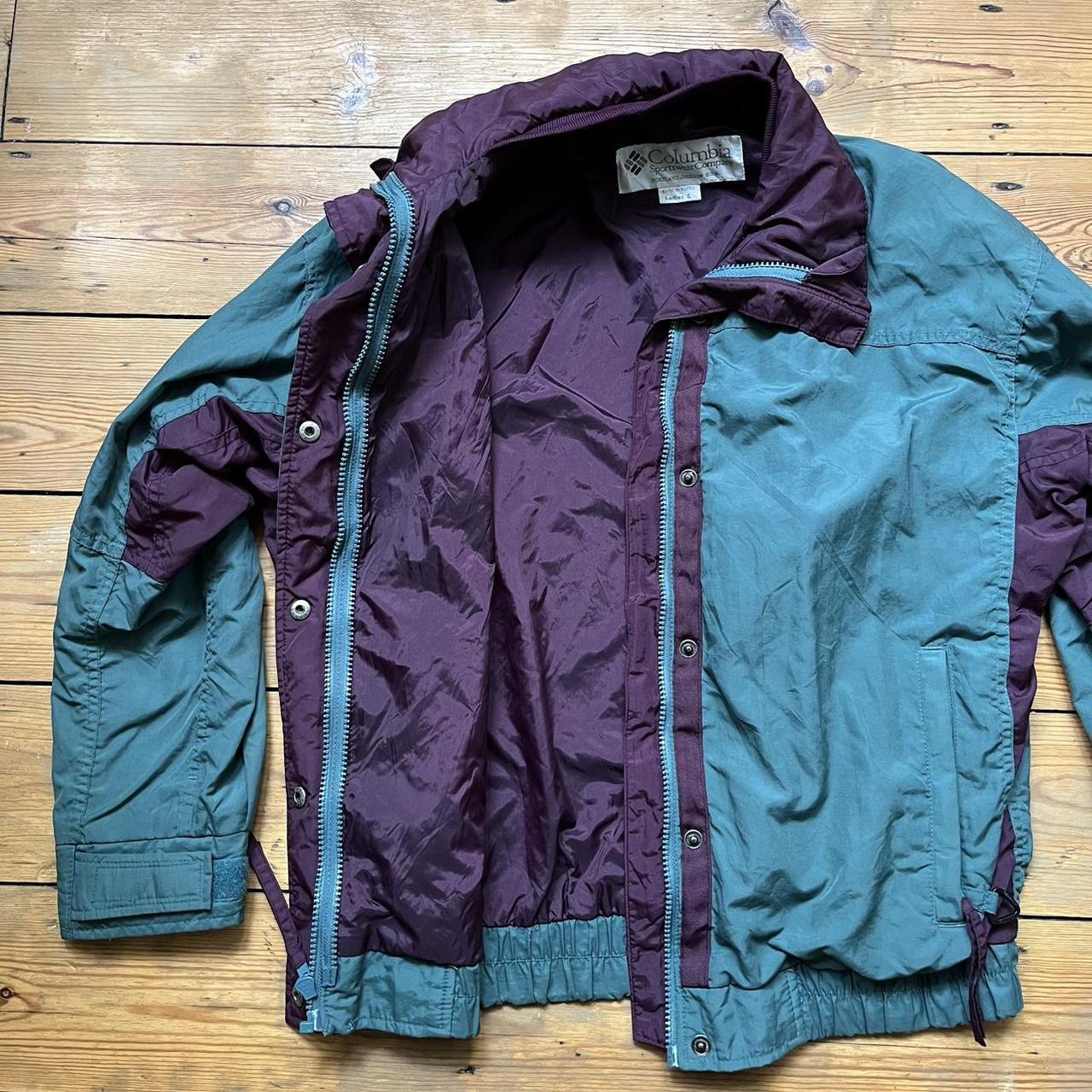 Columbia jacket Green/blue colour with purple... - Depop