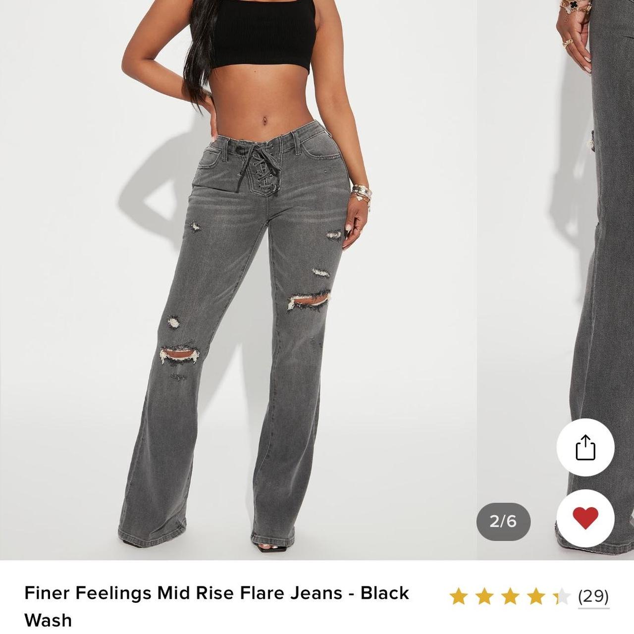 Finer Feelings Mid Rise Flare Jeans - Black Wash