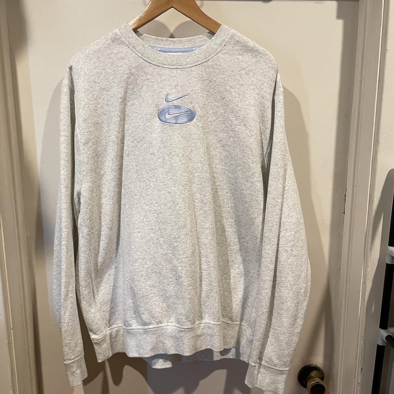 Gray Nike Center Swoosh embroidery Crewneck with... - Depop