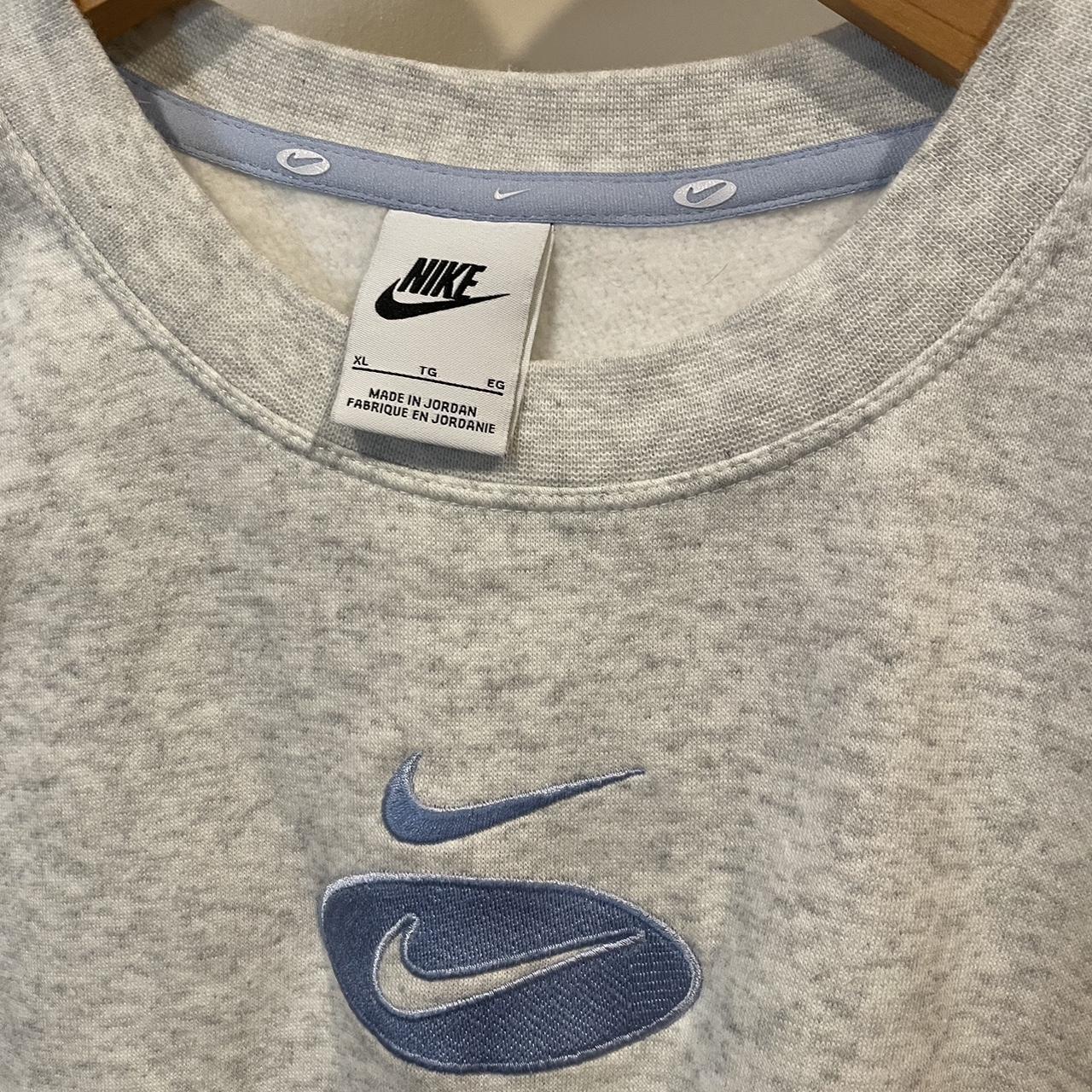 Gray Nike Center Swoosh embroidery Crewneck with... - Depop