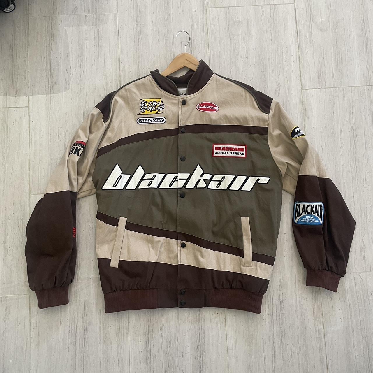 Black Air Racing Jacket Brown/Green Size XL - Depop