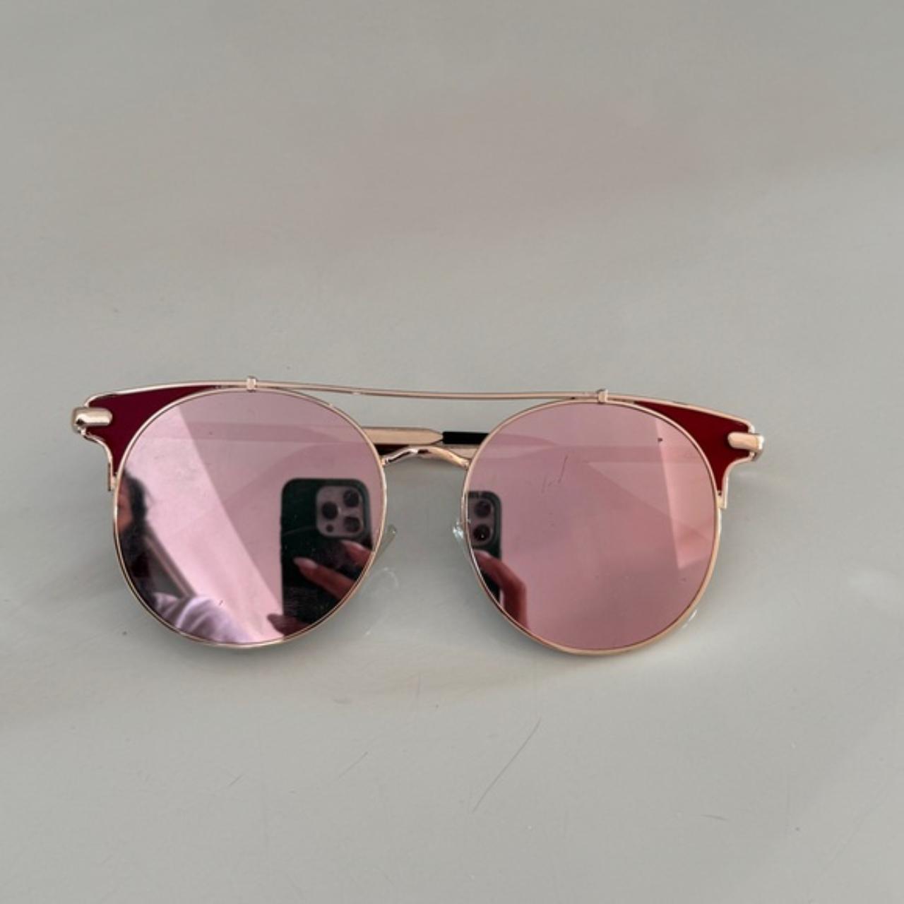 Oversized pink mirror retro sunglasses Such a. Depop