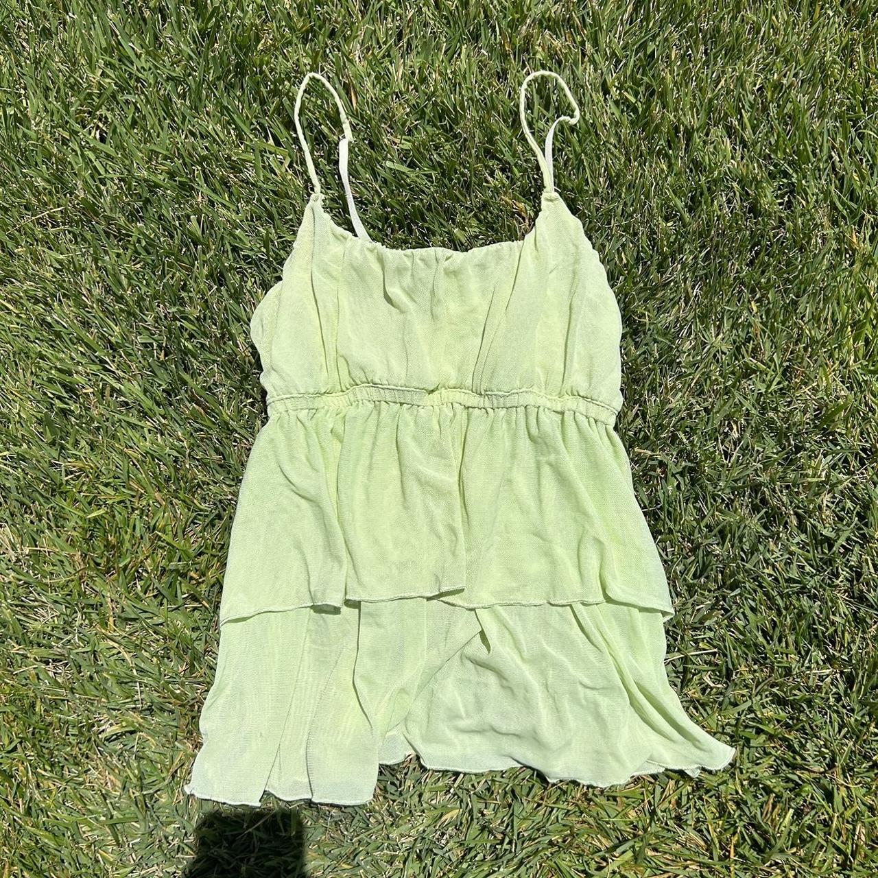 vintage 90s micro mesh green baby doll tank size... Depop