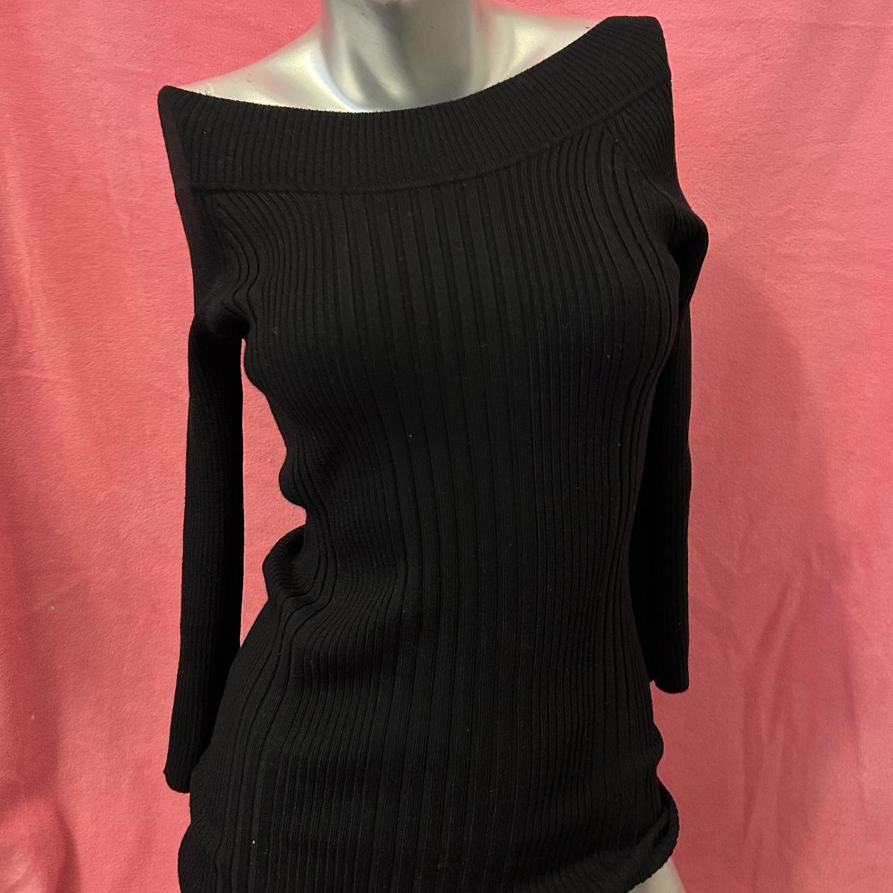 y2k it’s our time black knit off the shoulder... - Depop