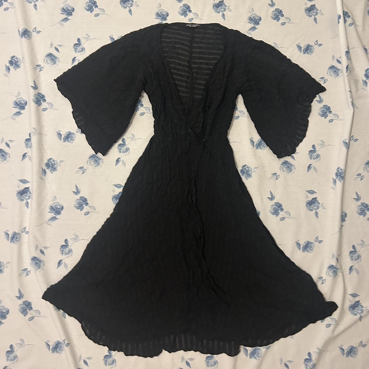 Vintage Betsey Johnson Black Sheer Silk Bell Sleeved... - Depop