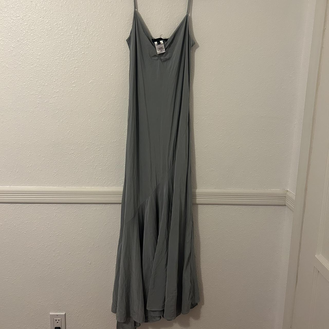 vintage 90s guess silver silk maxi dress size... - Depop