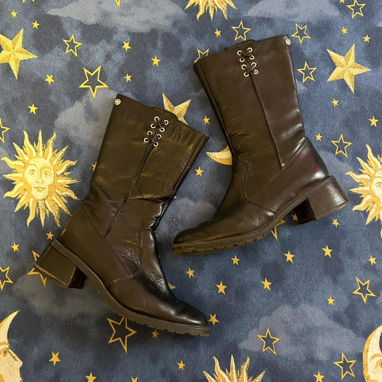 vintage 2000s hush puppies black tall boots size. Depop