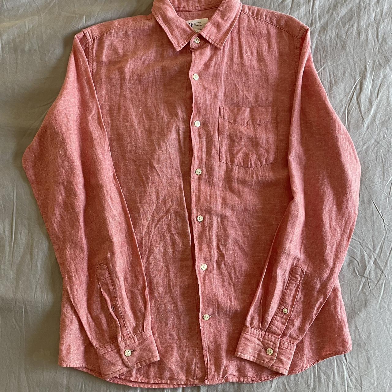 salmon pink button up