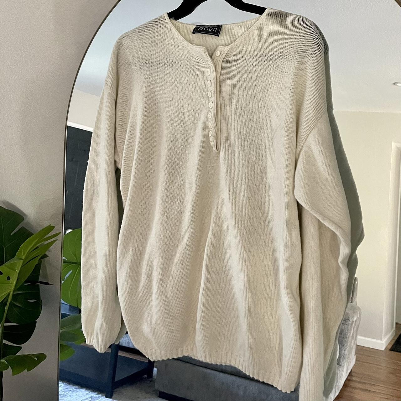 Cream Moda Sweater -no size on label, fits like a... - Depop