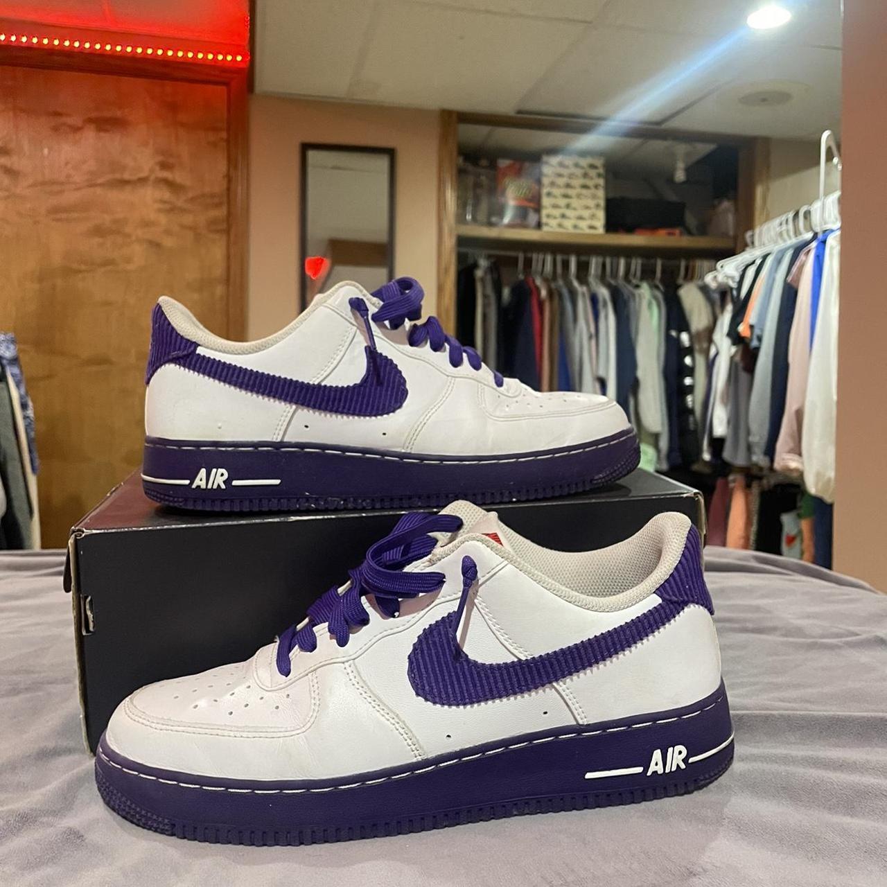 Men's White and Purple Trainers | Depop