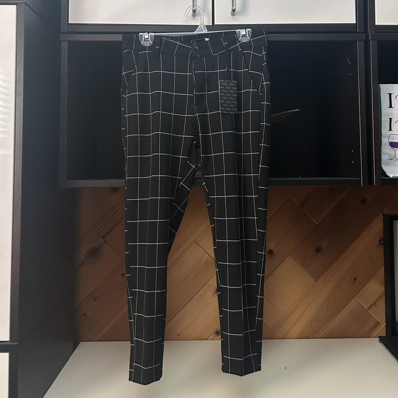 Men's Black and White Trousers | Depop