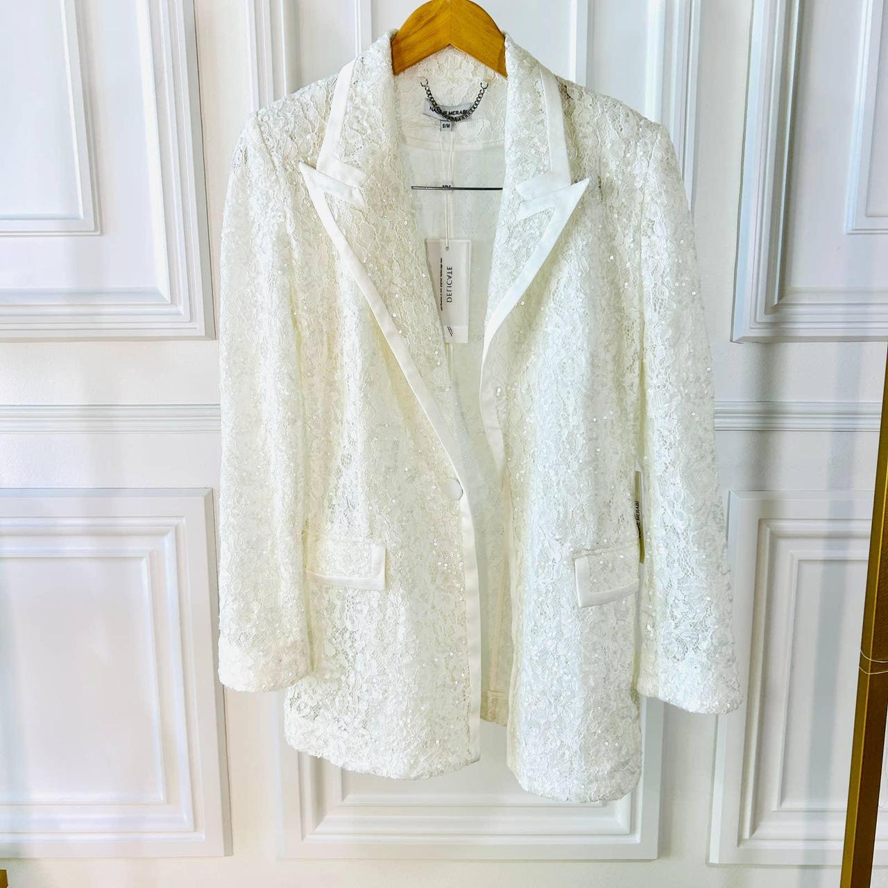 Nadine Merabi Camilla White Lace Blazer NWT... - Depop