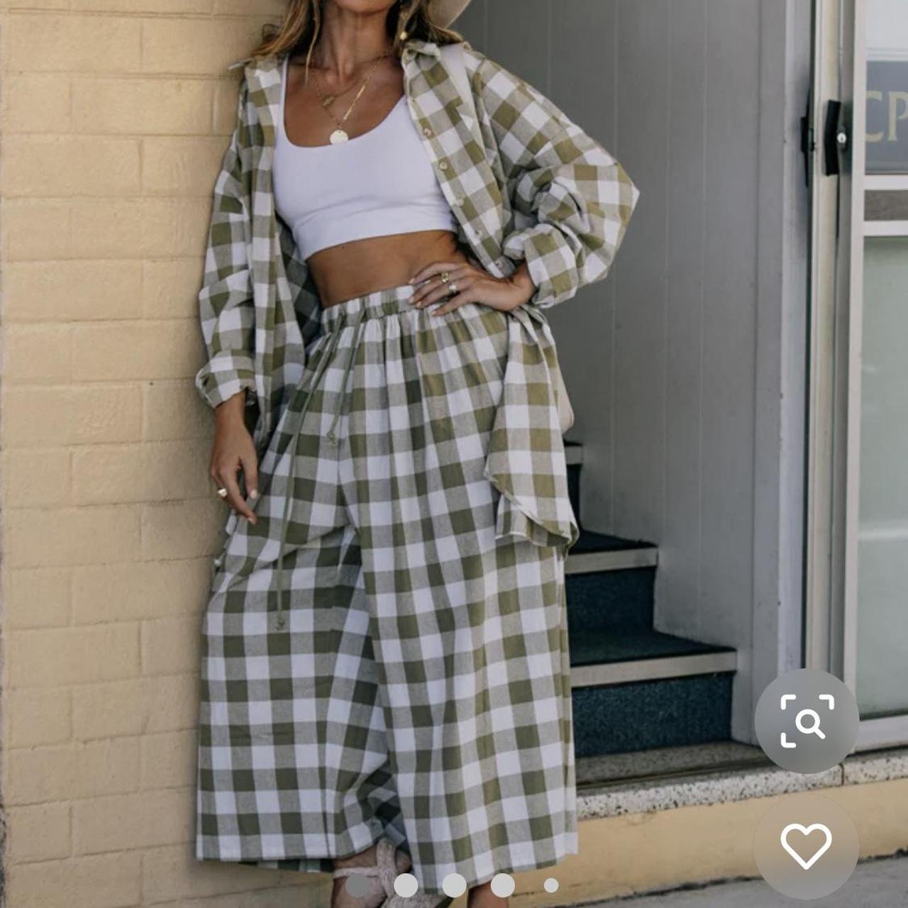 La Boheme Girls Eddie Culottes Moss Gingham Size... - Depop