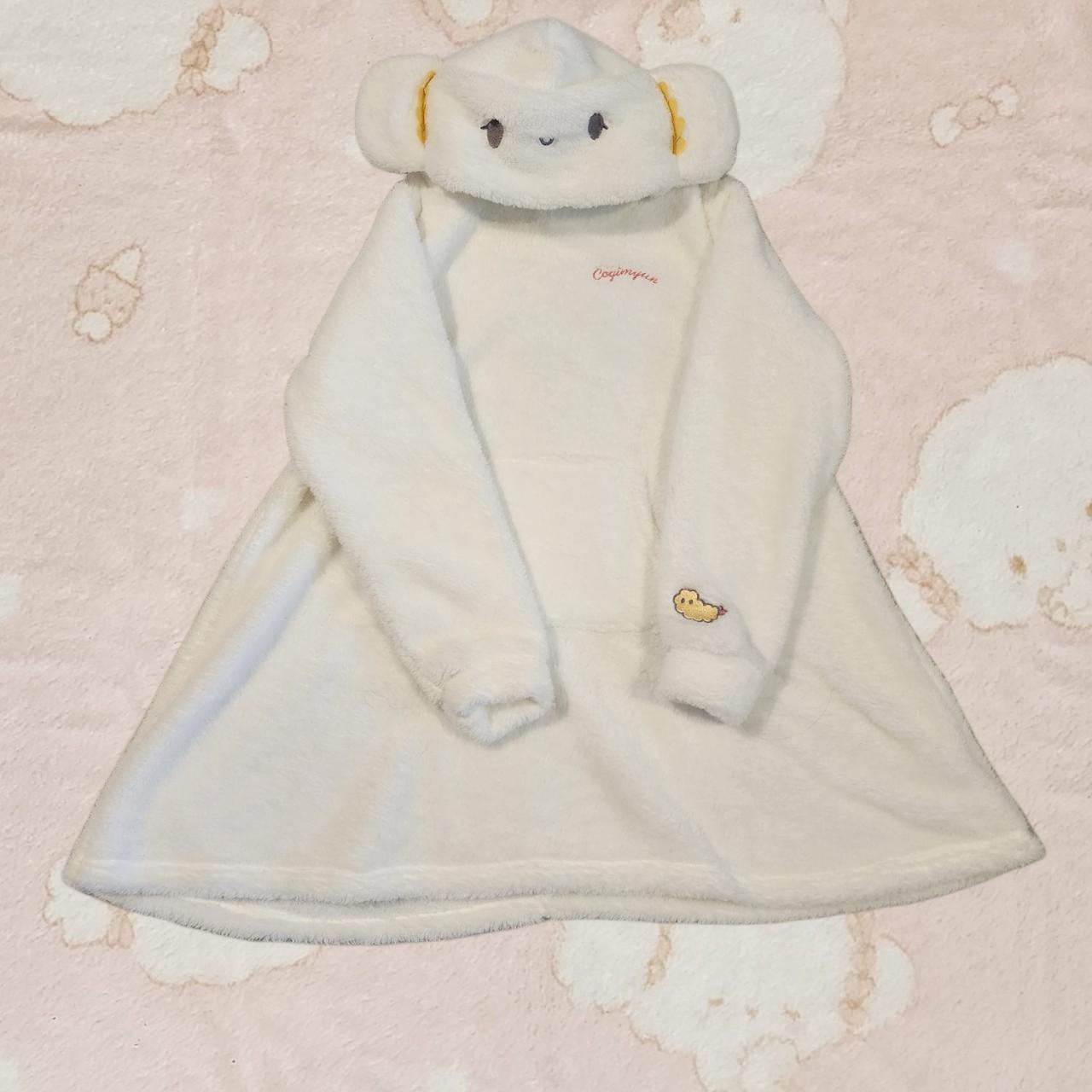 Cogimyun White Fluffy Hooded Dress with... - Depop
