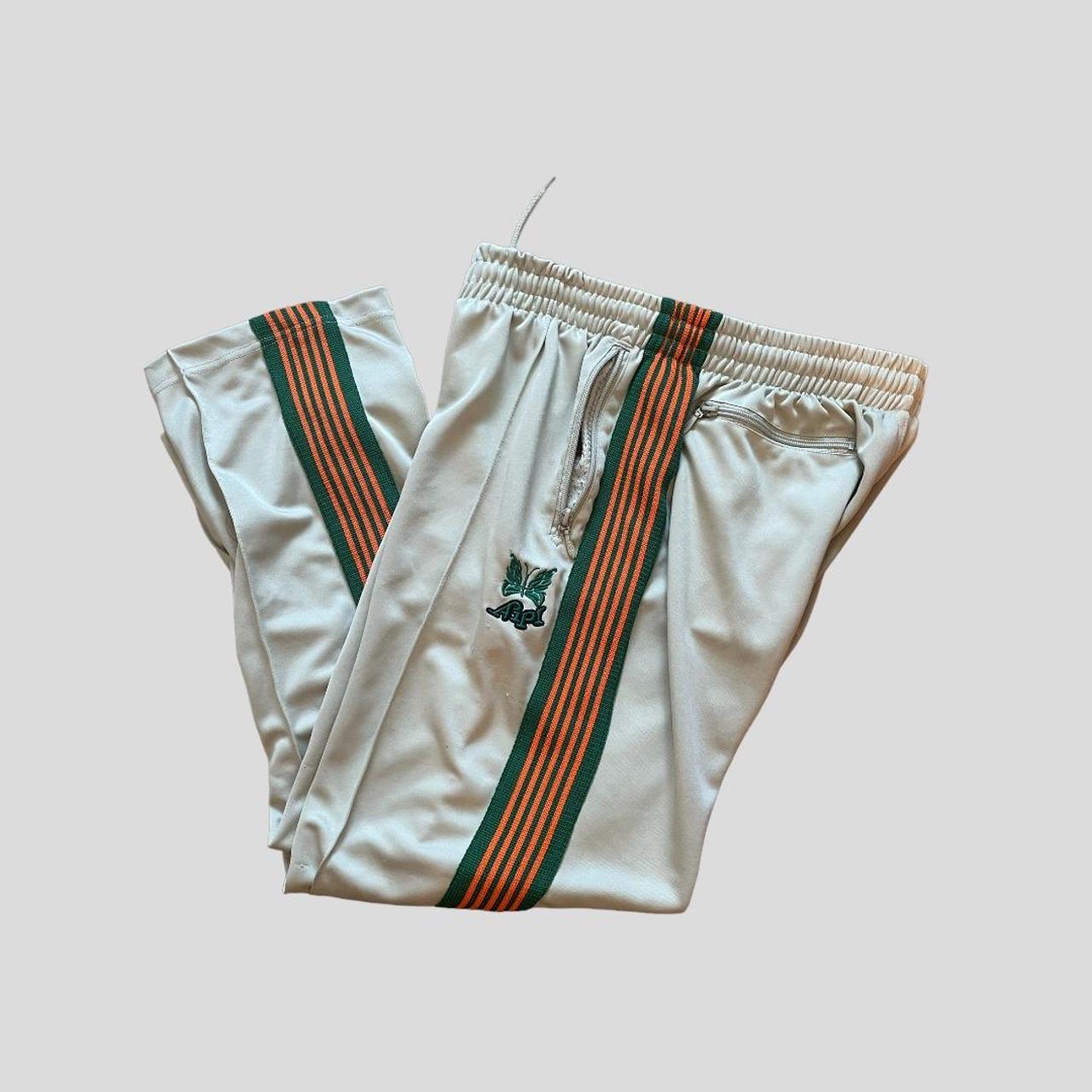 Needles Men's Cream and Green Joggers-tracksuits | Depop