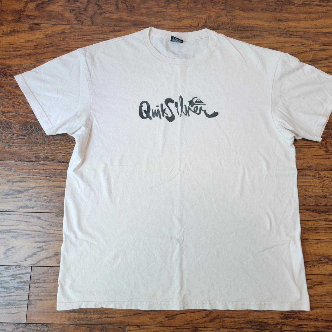 Vintage 90's QUIKSILVER Light Pink Black Logo... - Depop