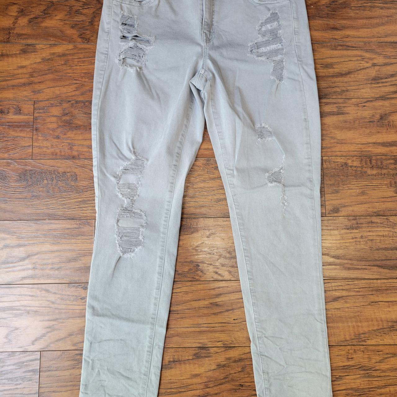 AMERICAN EAGLE Light Gray Ripped Legs Skinny Depop