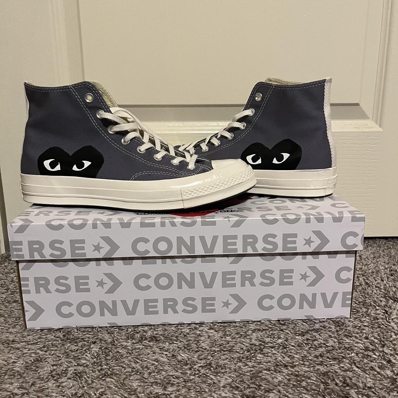 Comme des Garçons Men's Grey and White Trainers | Depop