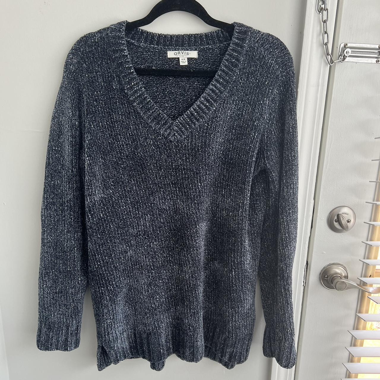 Navy blue velvet texture sweater. An oversized... - Depop