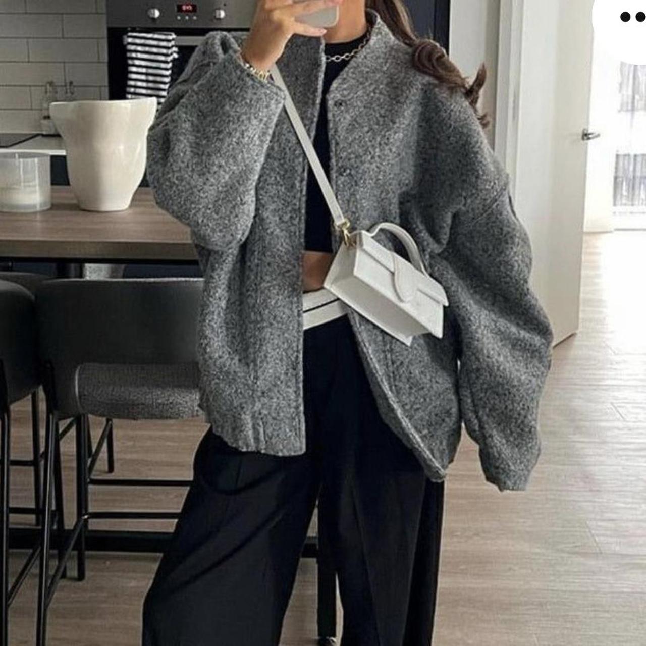 Grey Zara bomber jacket Size XSS Oversize fit In... Depop