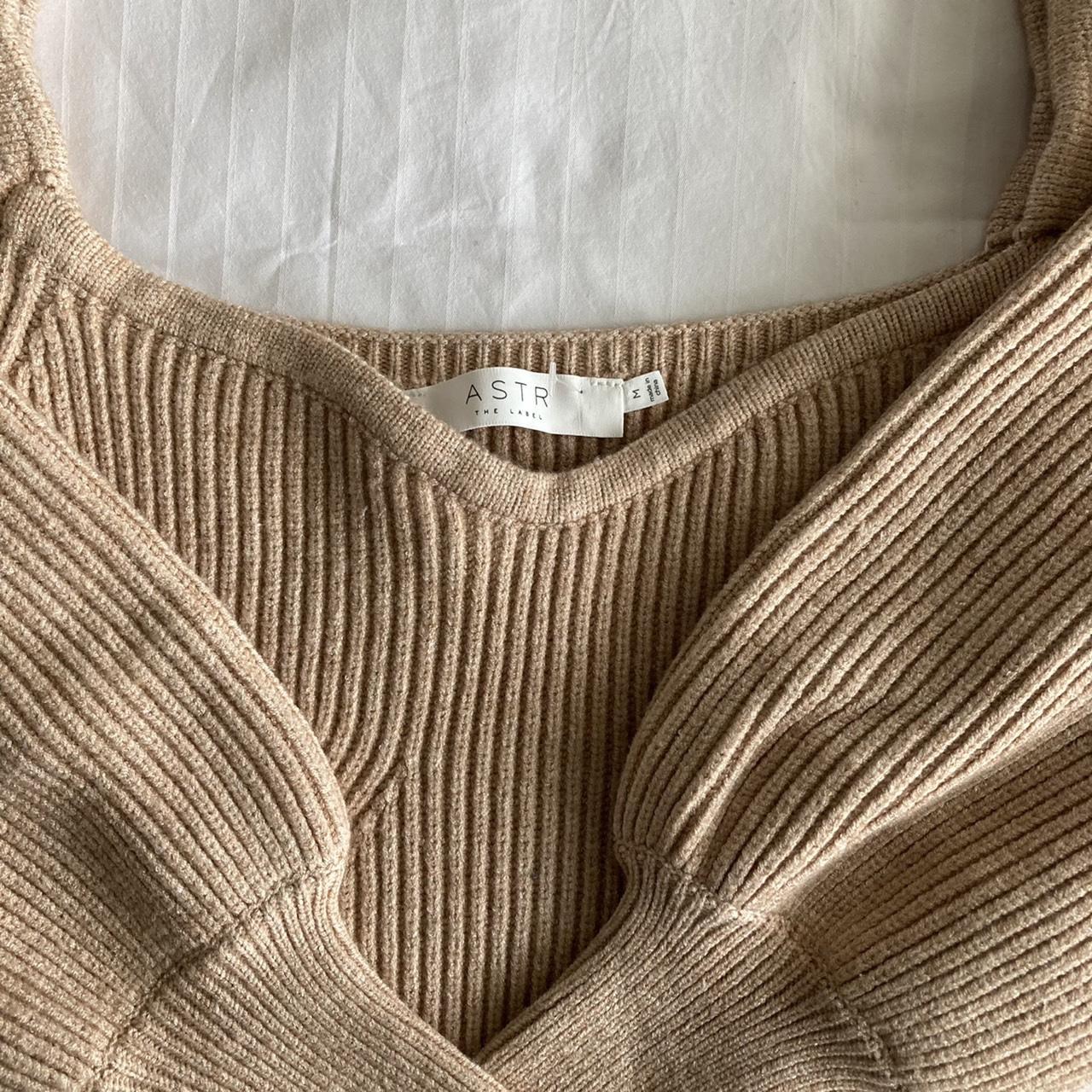 ASTR The Label Women's Cream and Tan Jumper Depop