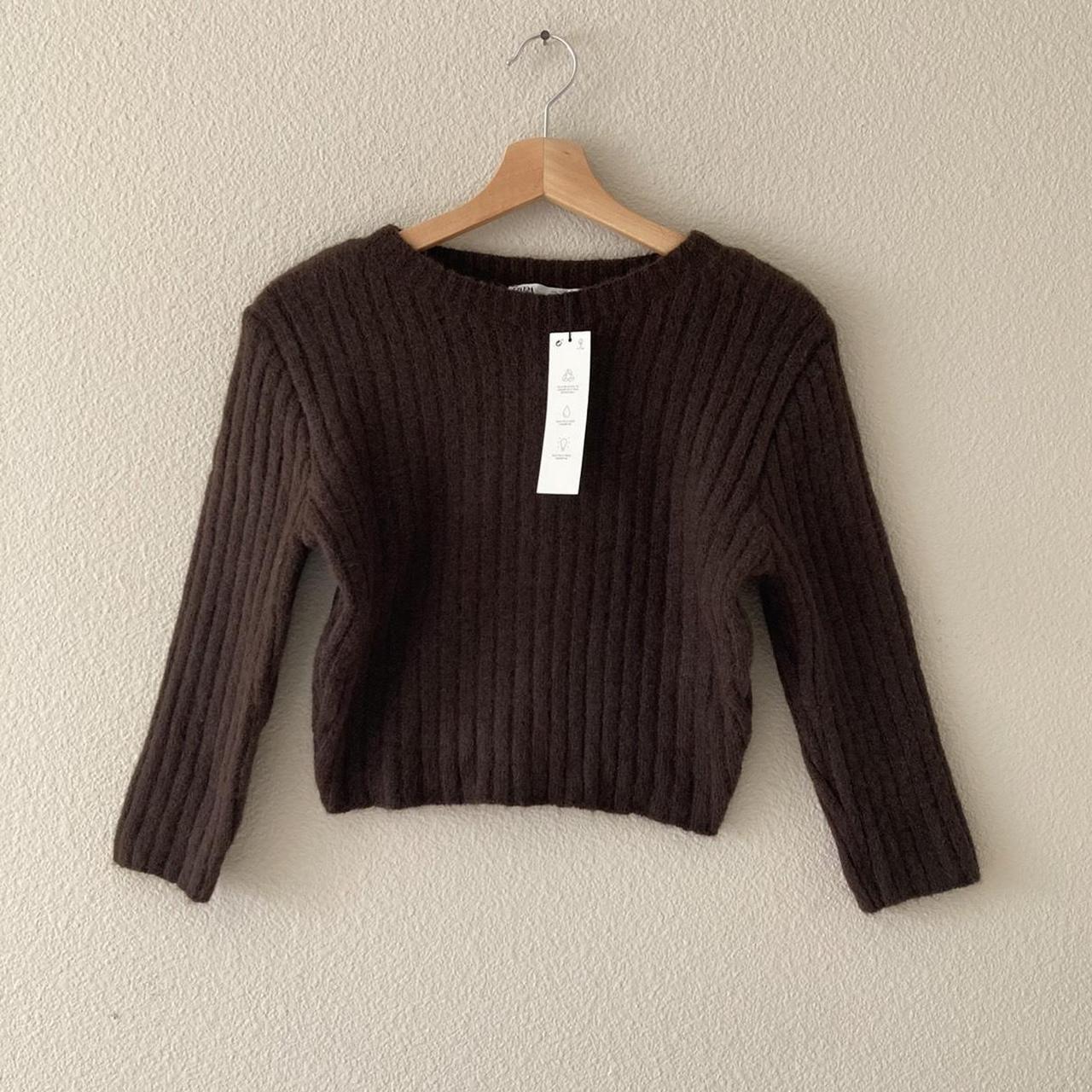 Zara Fuzzy Crop Sweater, 🤍 About the item, Brown
