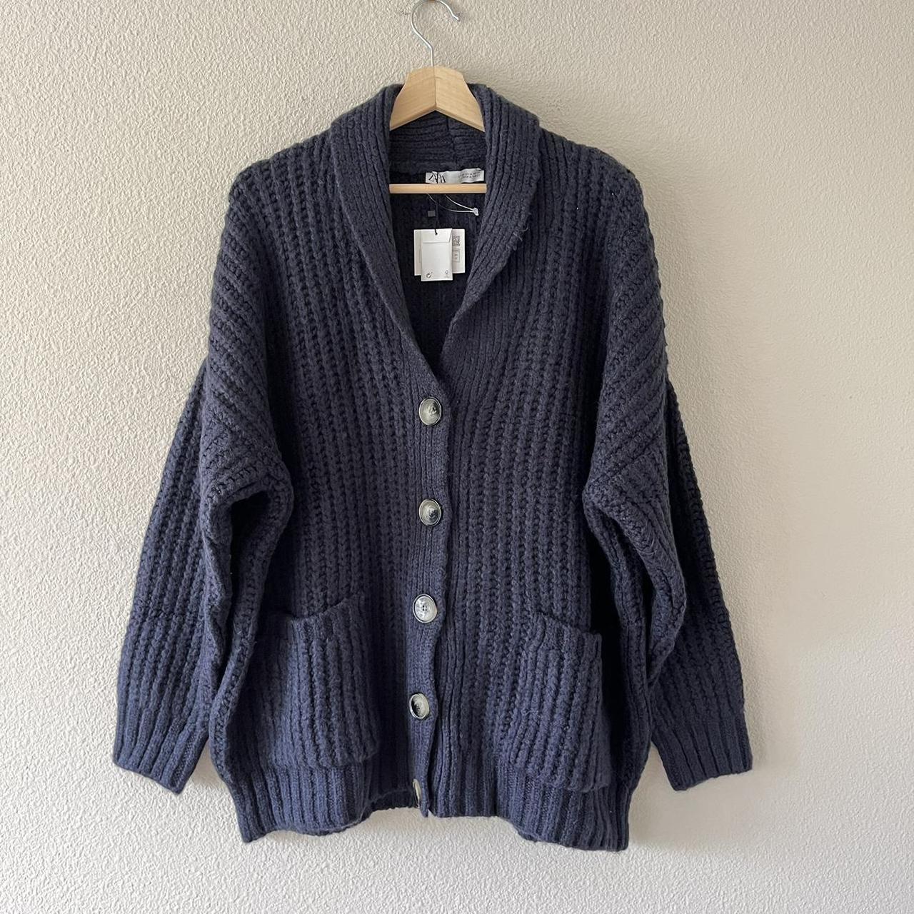 Zara Navy Knit Cardigan - Wool blend 🤍 About the... - Depop