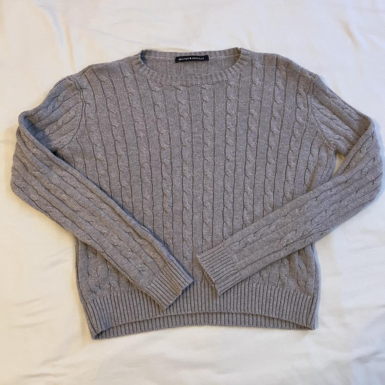 BRANDY MELVILLE heather grey cable knit... - Depop