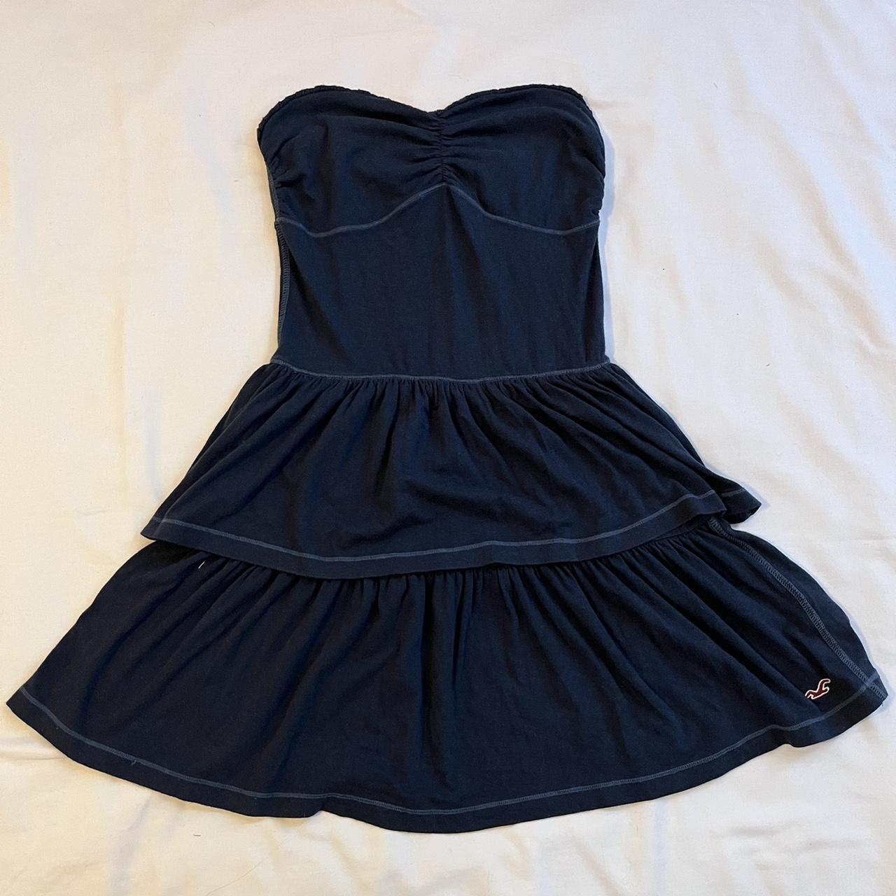 HOLLISTER navy blue sleeve less babydoll mini... - Depop