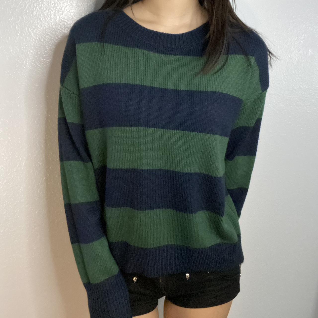 emo mallgoth striped sweater size medium message... - Depop