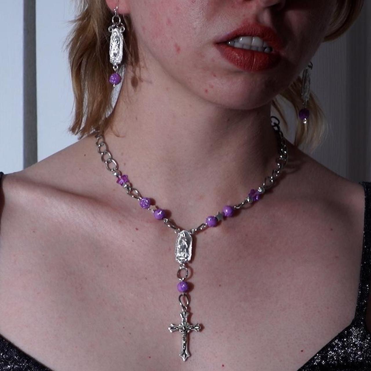 Purple Pendant Set - Gift for Girls - Royal Heart Pendant Set by Blingvine