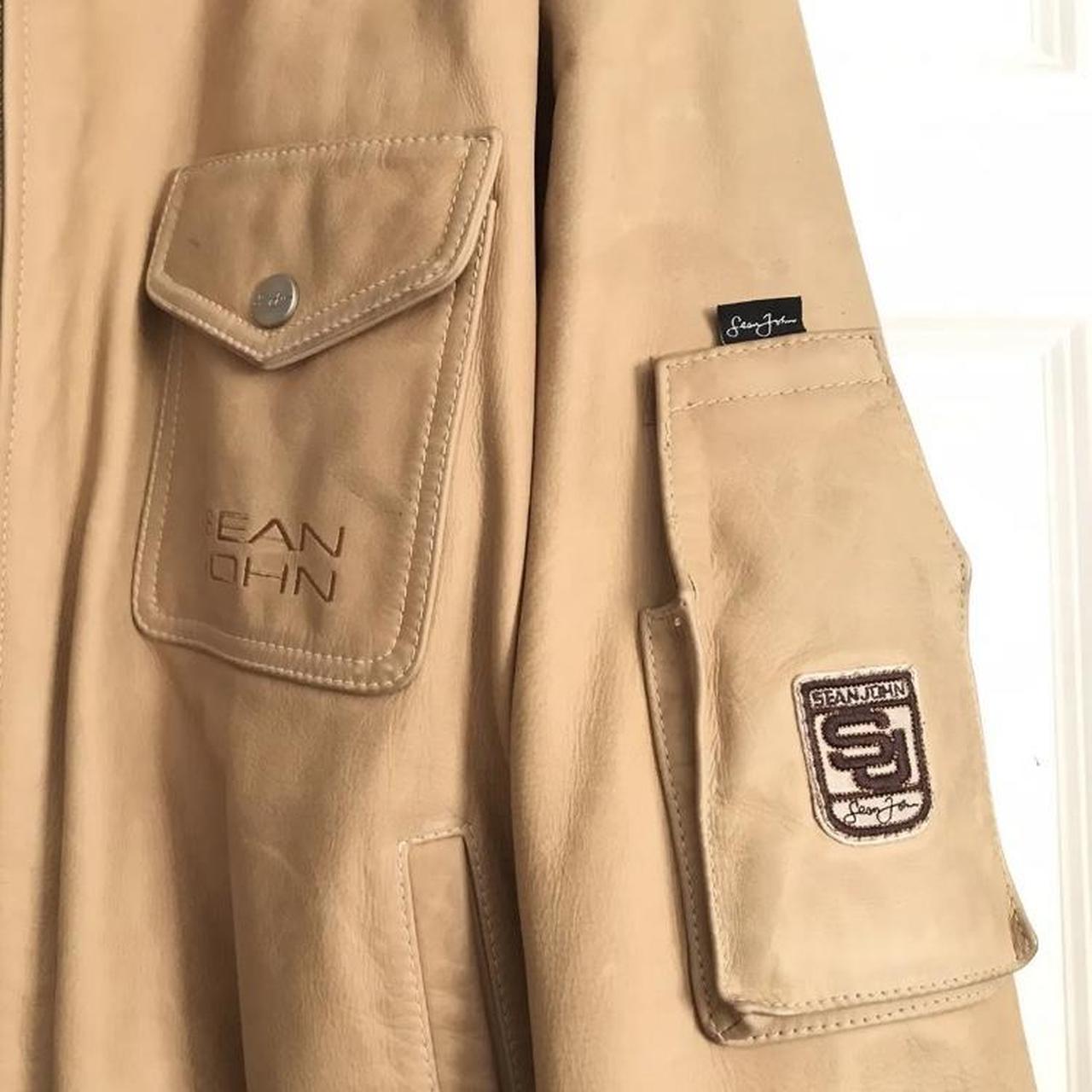 Vintage Sean John Leather Bomber Jacket Brown | Depop