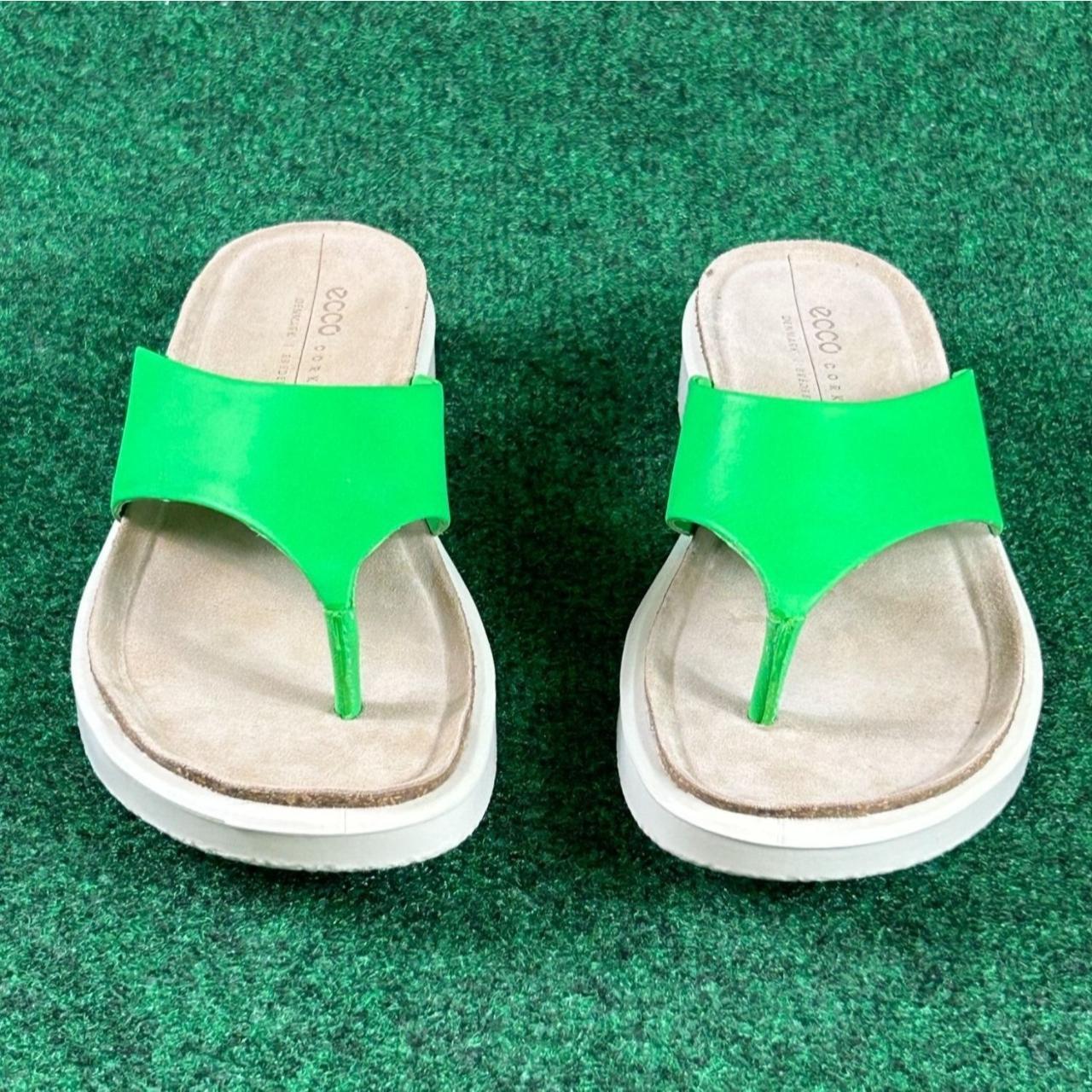 Ecco Corksphere Toucan Neon Slip On Thong Sandals Depop