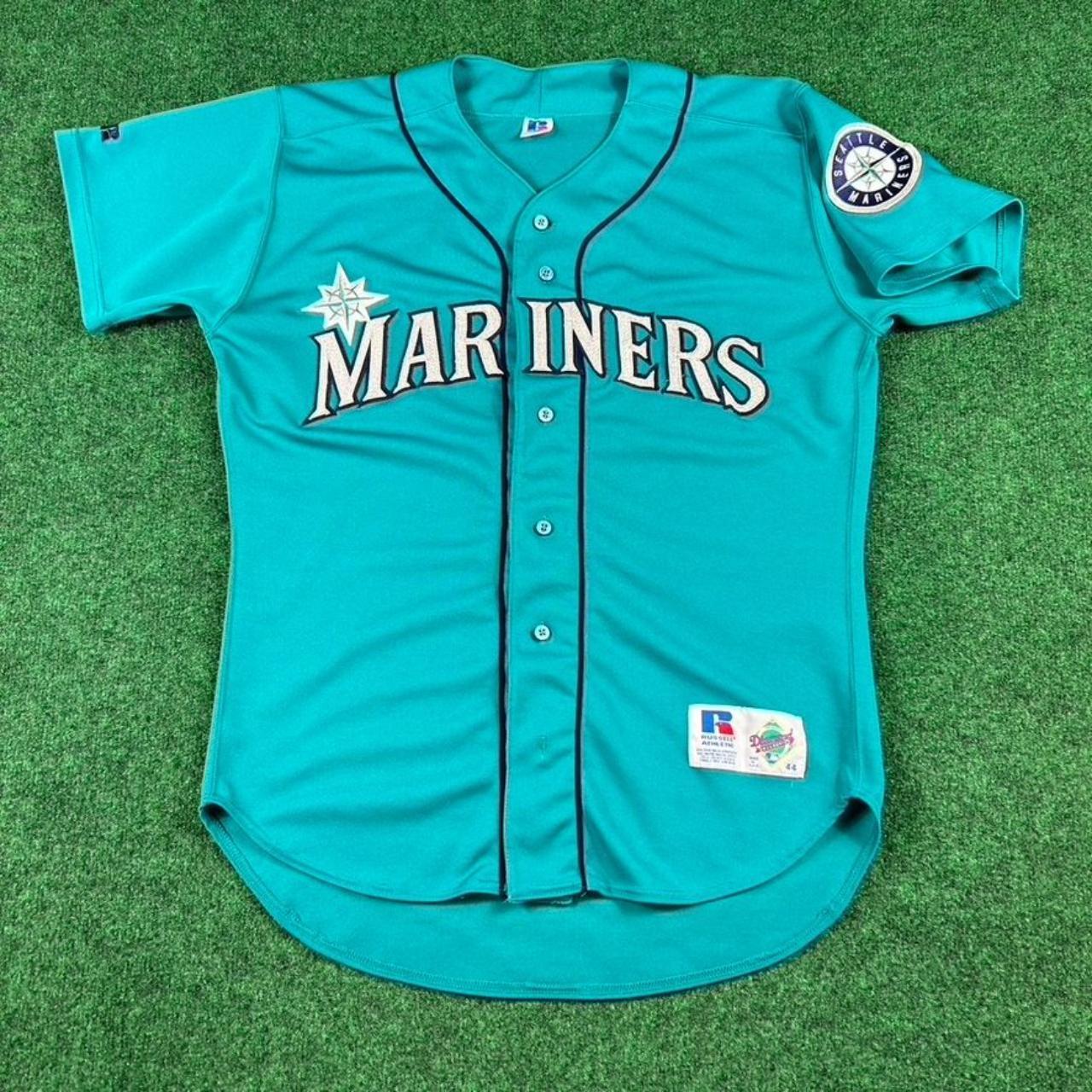 Authentic 1994 Seattle Mariners Jersey 44 Large Teal... - Depop