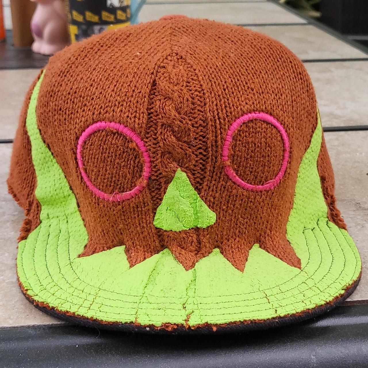 Asspizza face hat. Brown hat with green mouth and | Depop