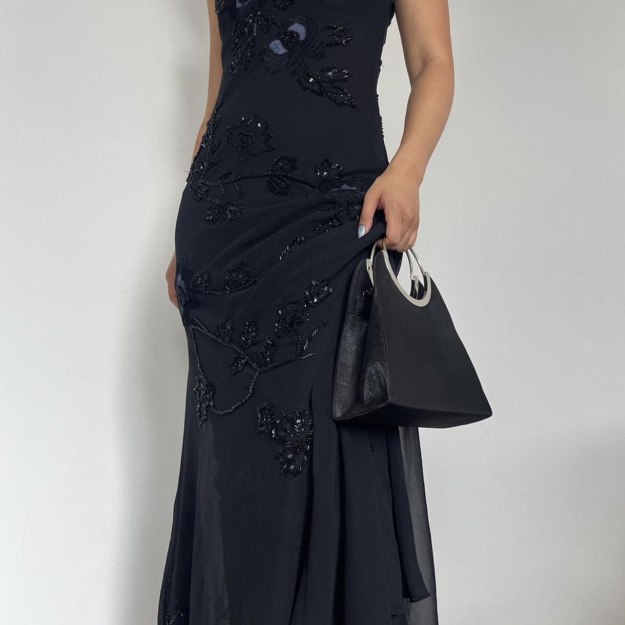 Black purse with silver metal strap Hard... - Depop