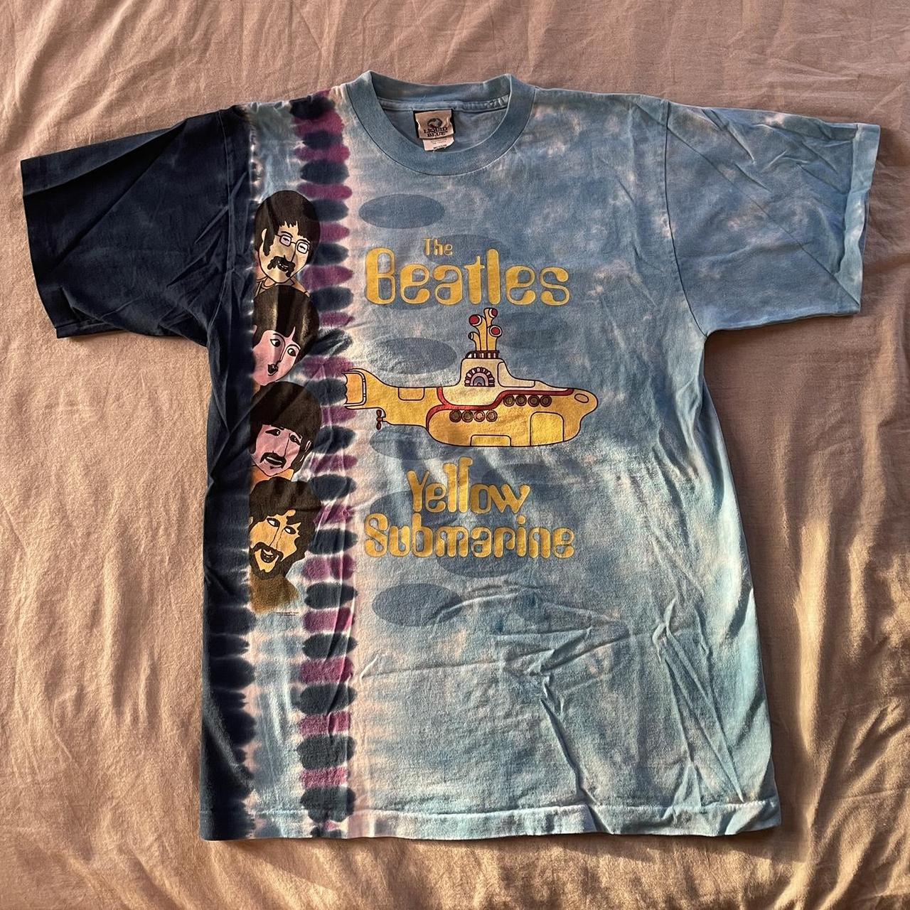 Vintage Liquid Blue The Beatles Yellow Submarine Y2K Blue hot Tie Dye Band Shirt XL