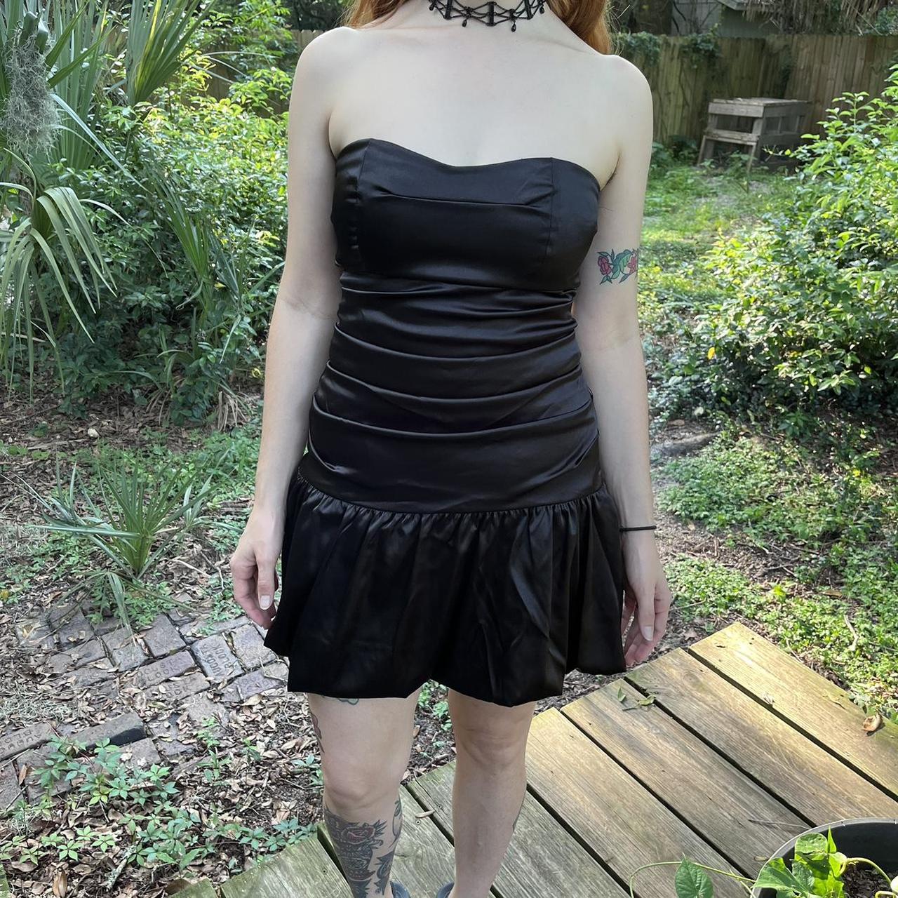 2010s black strapless mini dress. Super cute and... - Depop