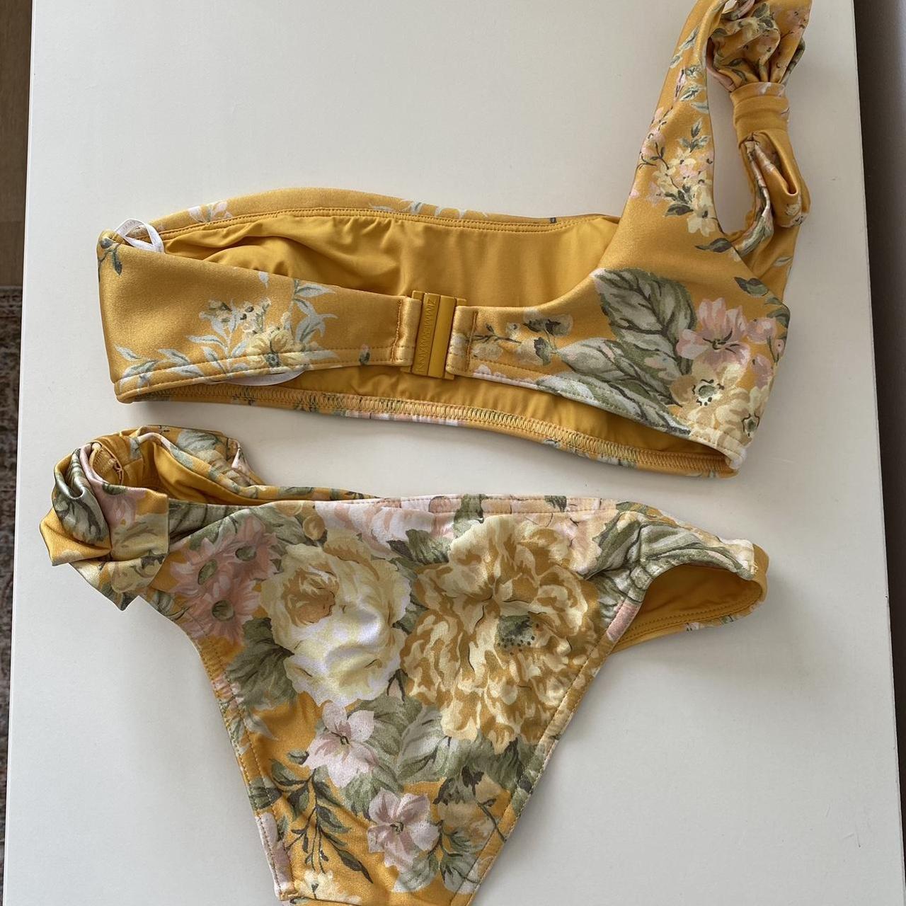 Zimmermann Amelie One Shoulder Bikini in gold floral... Depop