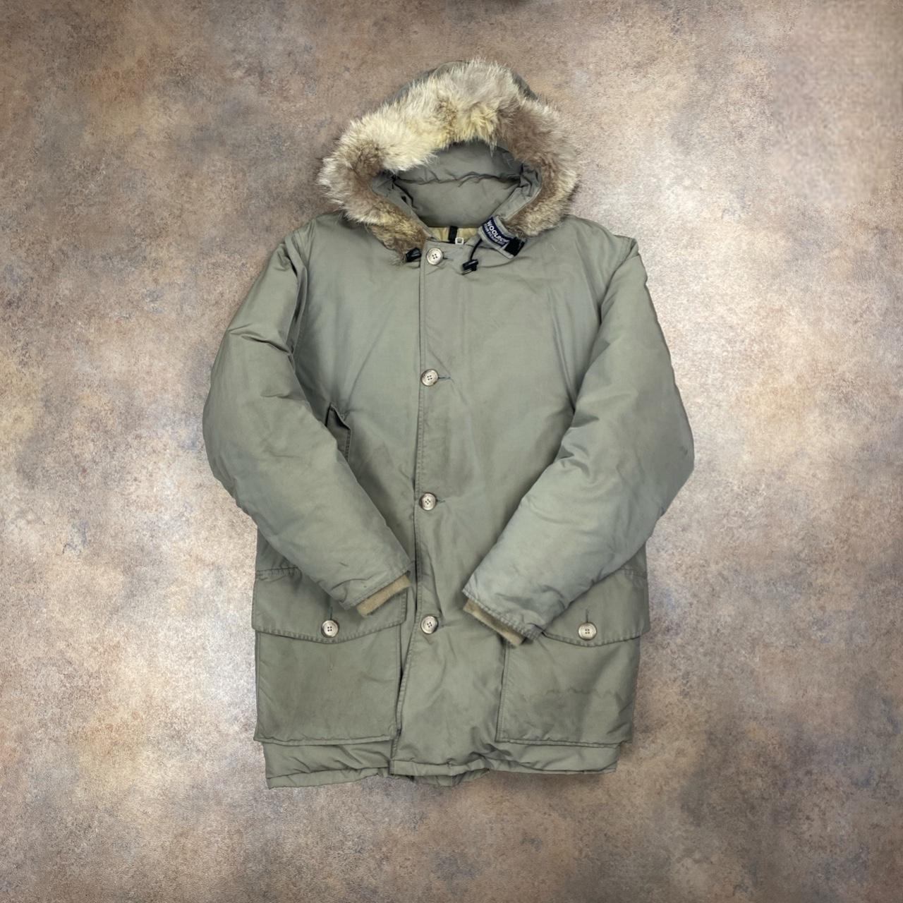 Vintage Woolrich Parka Jacket Beige colour way,... - Depop