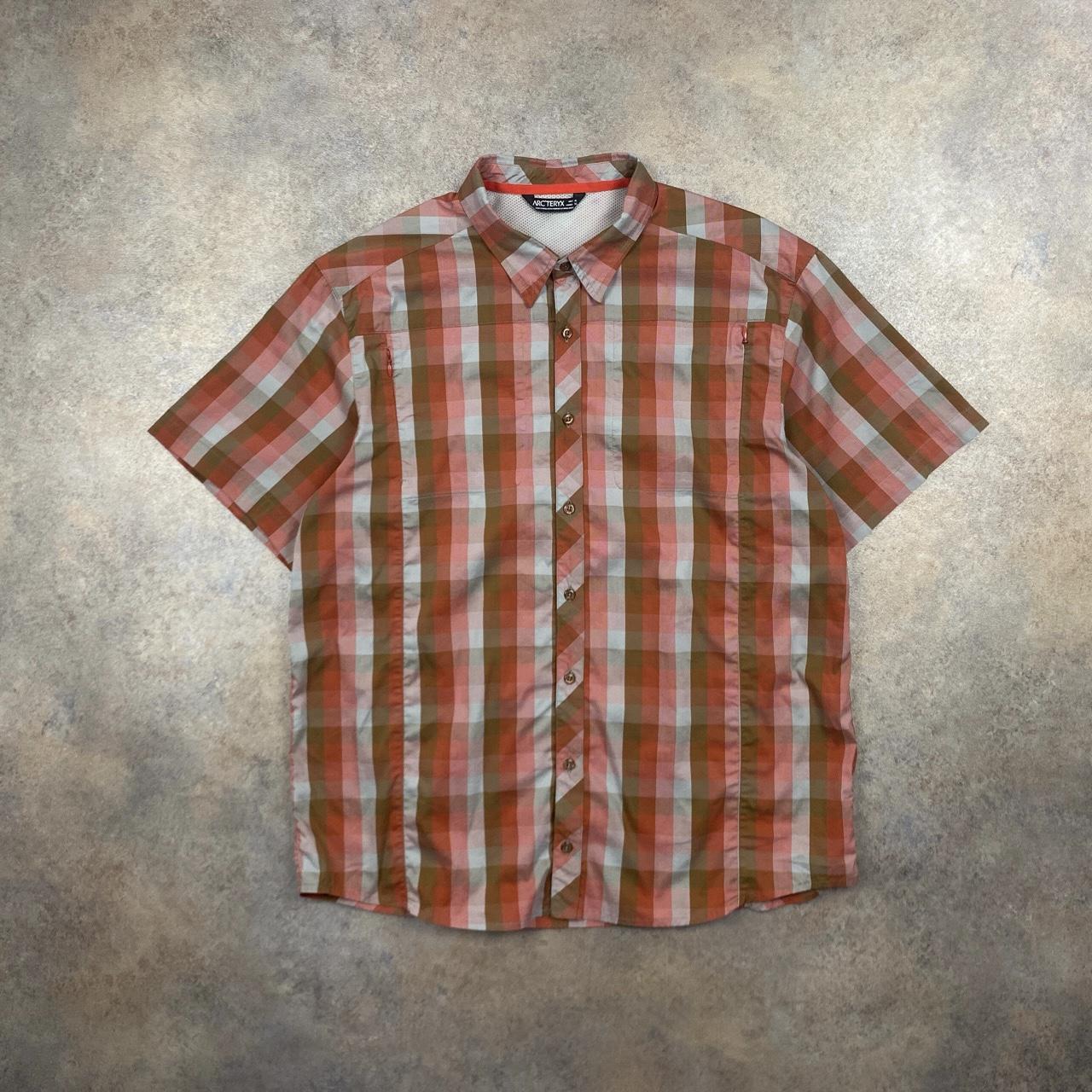 Arc’teryx Button Up Shirt Red/ brown/ grey colour,... - Depop