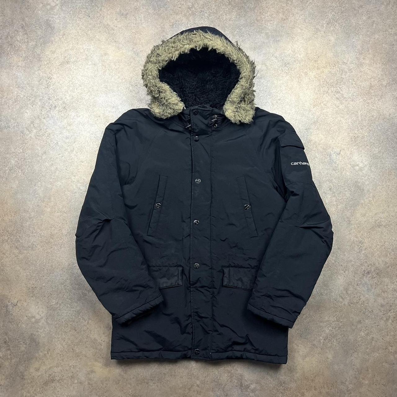 Carhartt Parka Jacket Black colour, great piece... - Depop