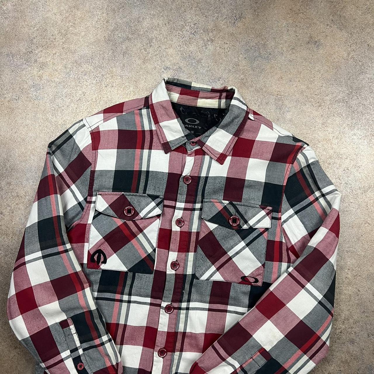 Oakley Insulated Flannel Shirt Red/ white colour,... - Depop