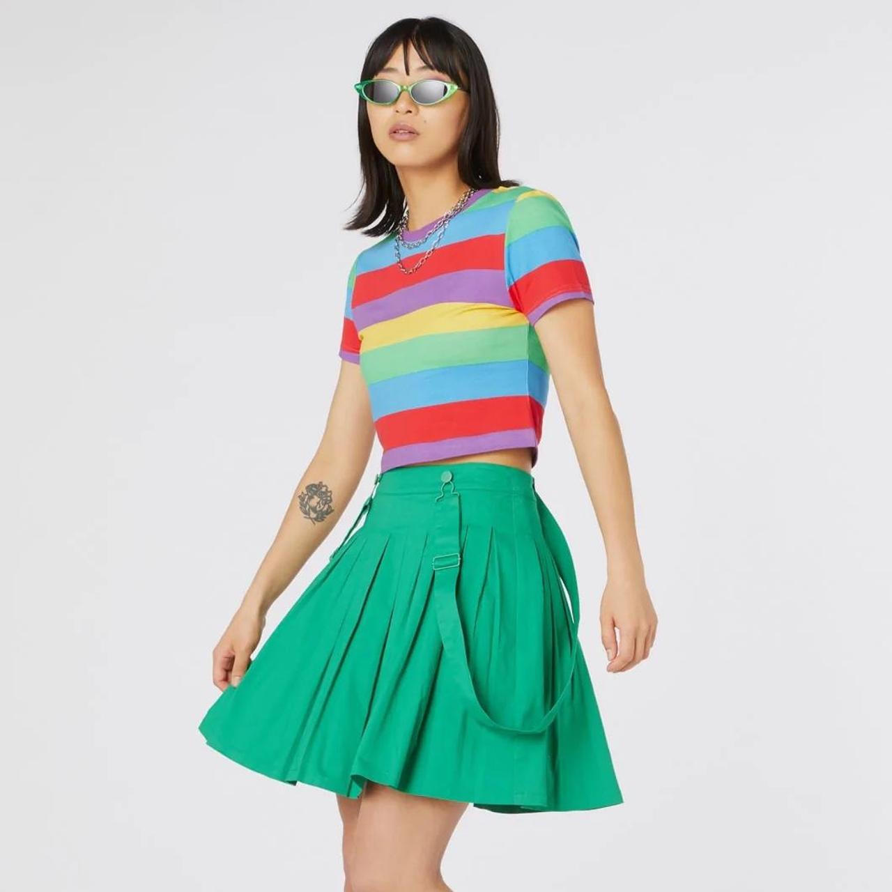 Dangerfield Rainbow Striped Baby Tee 🌈 Only worn a... - Depop