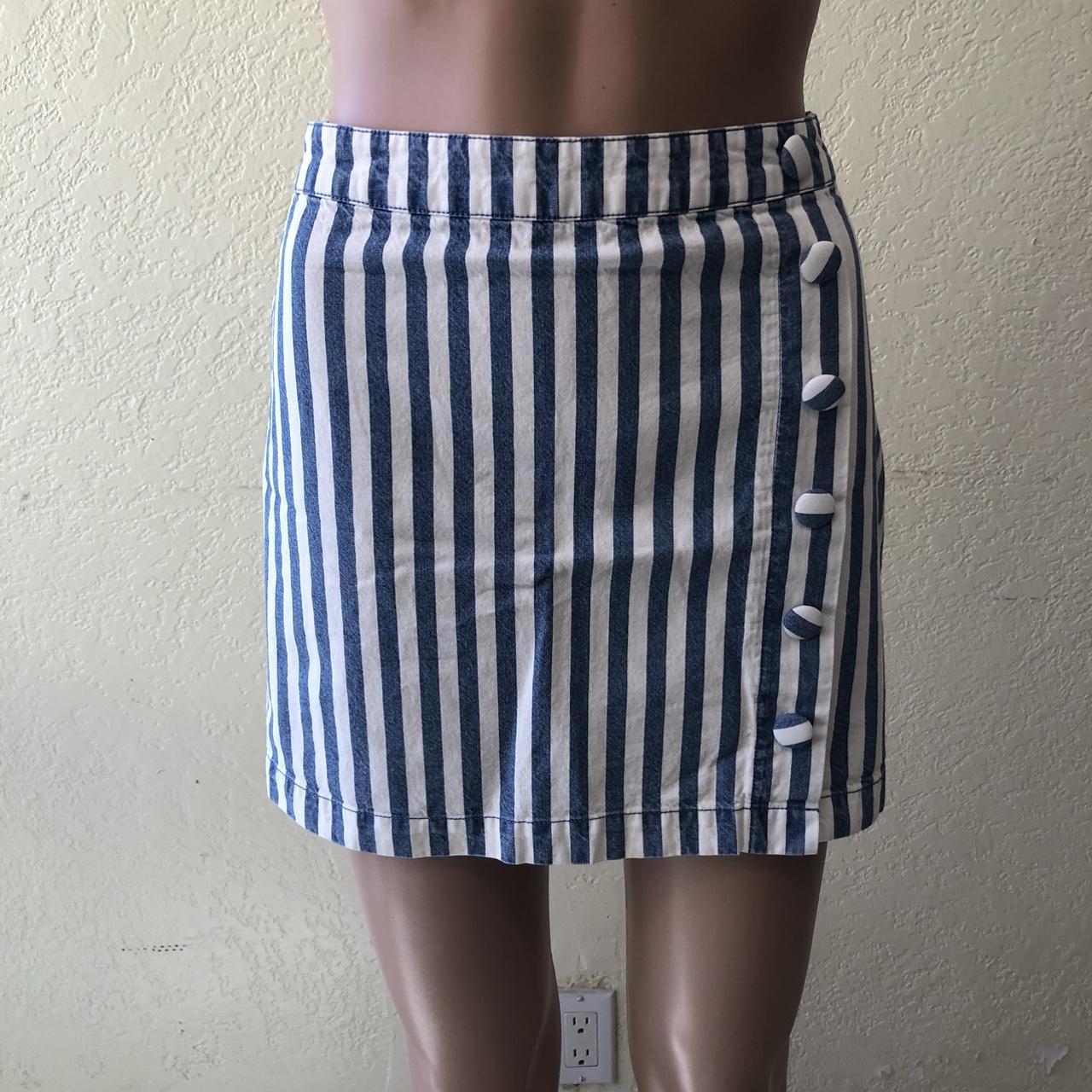 Forever 21 Women's Mini Skirt Blue/White Depop