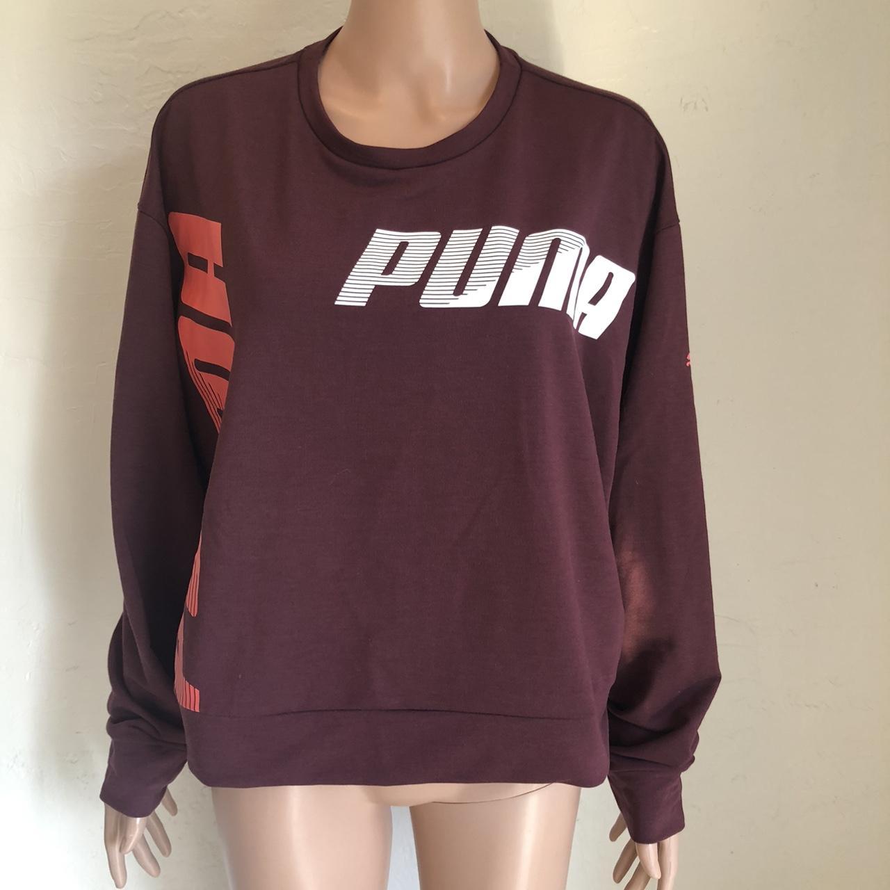 Puma Burgundy Activewear Sweatshirt Women s Size L. Depop